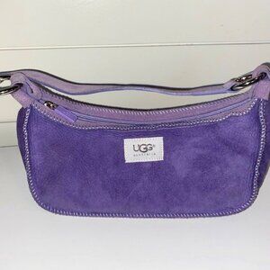 UGG Australia Purple Suede Shoulder Purse with Shearling Interior